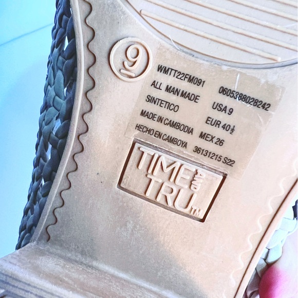 Cream Woven Block Heel Western Mule Women's 9 Casual Slip On - Picture 7 of 8